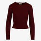 Womens Maroon Long Sleeve Ribbed Top