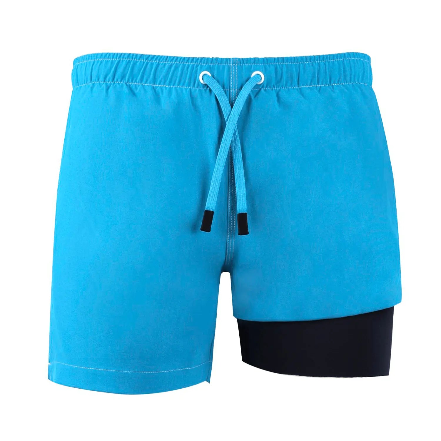 Blue Men's Retro Swim Trunks showing black liner