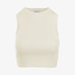 Detail view of the Women's Camille Ribbed Crop Top's ribbed texture in ivory