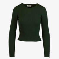 Long sleeve ribbed top in forest green