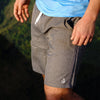 Men's Haven Regular Fit 8" Inseam Gray Swim Trunks on a model